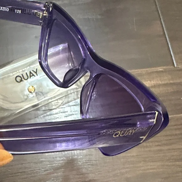 Quay Sunglasses On the Radio Purple Transparent Cat-Eye - Picture 7 of 11